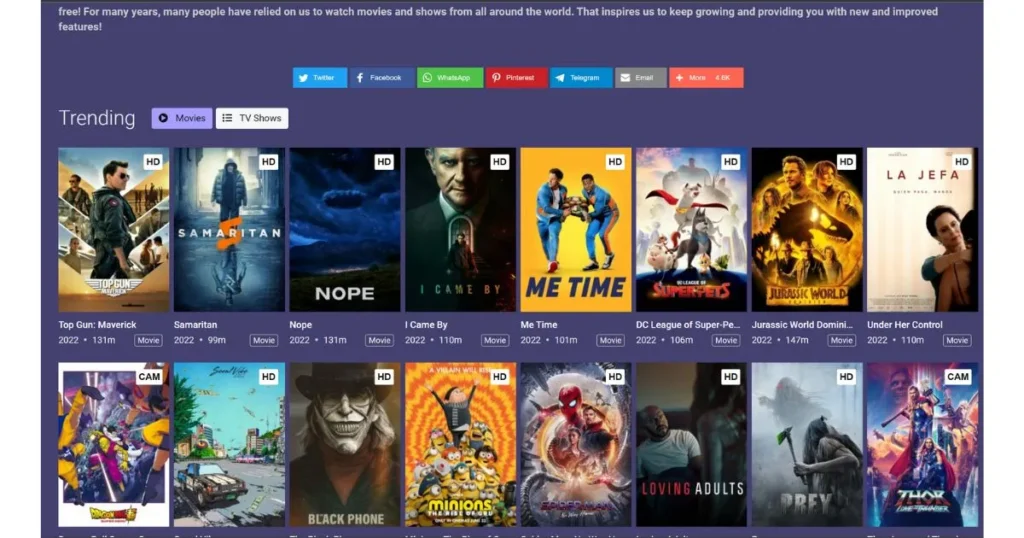 Convenience of streaming shows and movies for free